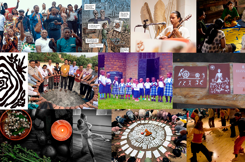 Collage of photos of artists, teachers, musicians, dancers, activists, and more